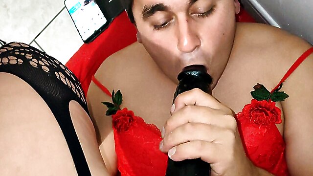 Feed with cum, whore humiliation lingerie, mistress in red, french fresh, femdom humiliation fat