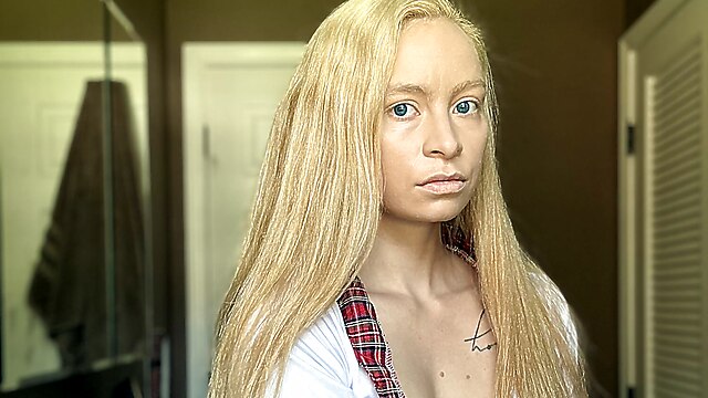 Amateur masturbates and squirts, pov squirt petite, milf masturbating counter, bathroom counter, blonde pussy squirts